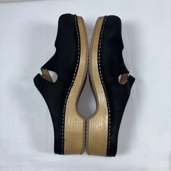 Dansko Britney Womens 41 Clogs Mary Jane Black Nubuck Slip-On Mule Shoe Comfort - Picture 7 of 12